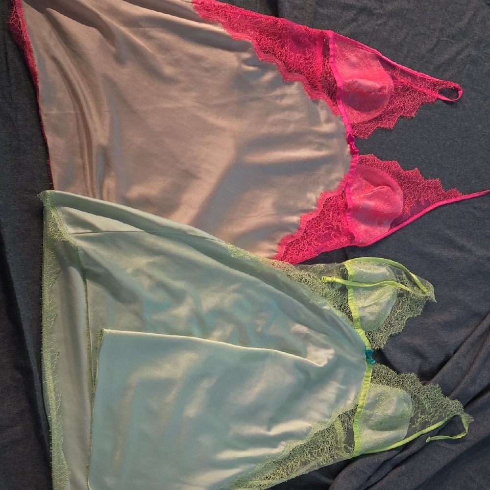 Victoria's Secret Lace Chemise Set - Pink and Green